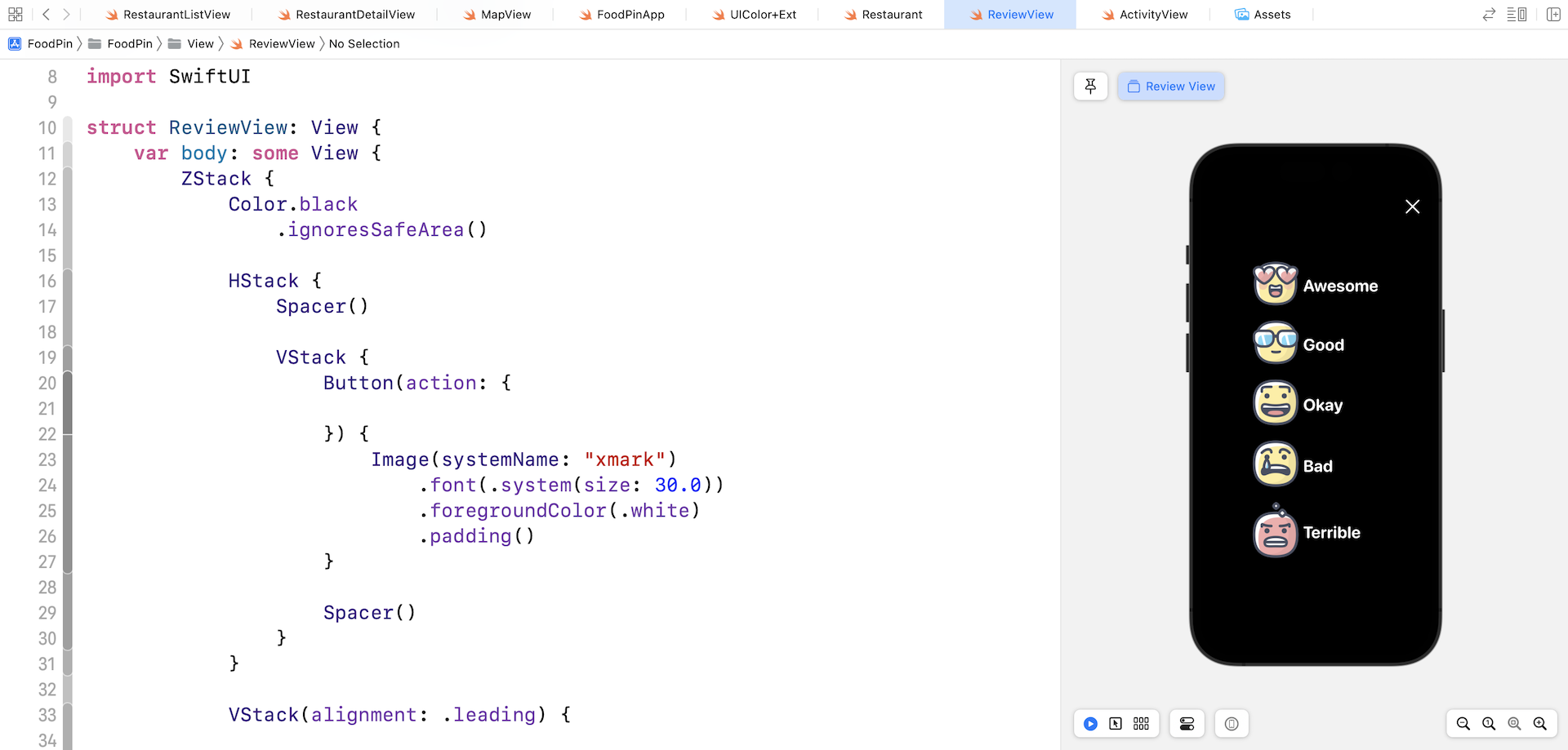 Figure 15-4. The review view implemented