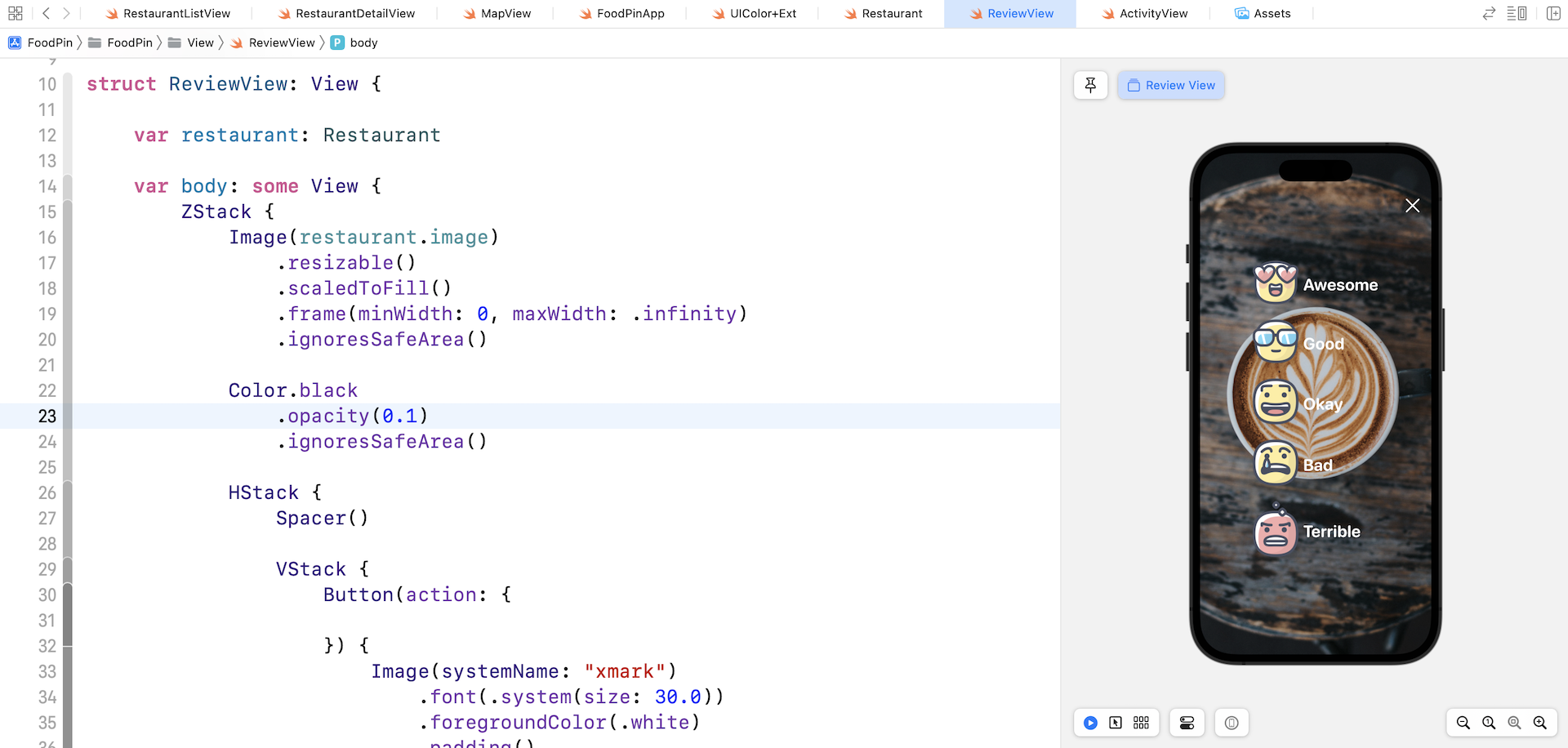 Figure 15-5. Using the restaurant image as background