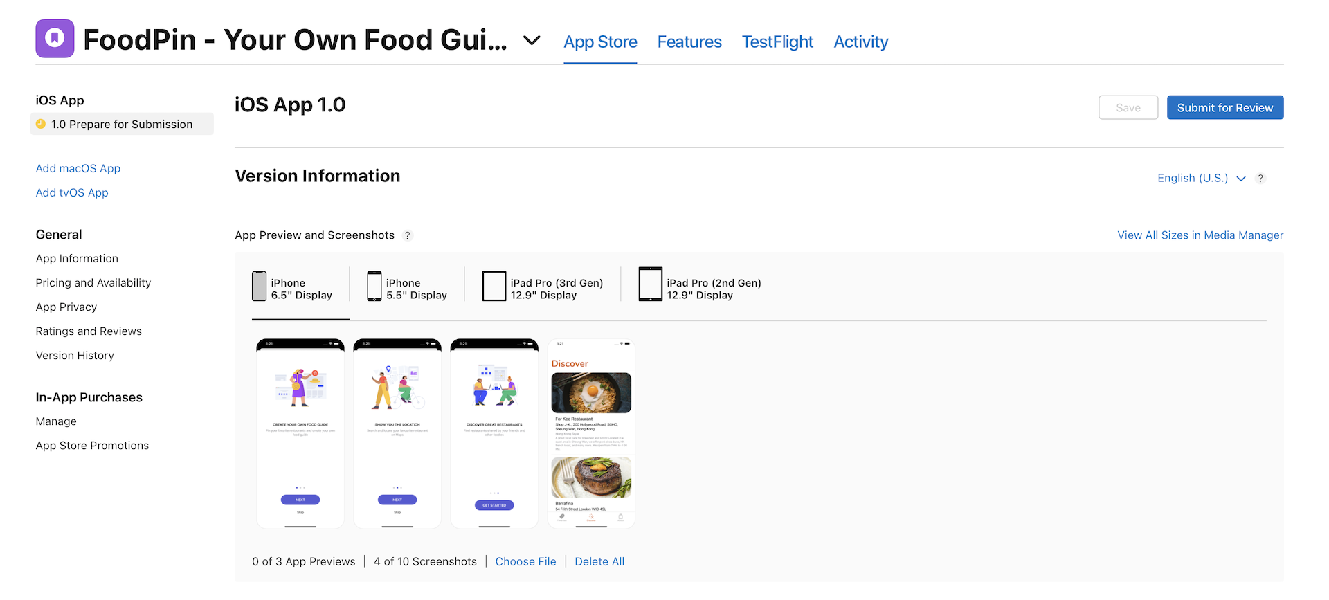 Figure 27-3. Click Submit for Review button to submit your app