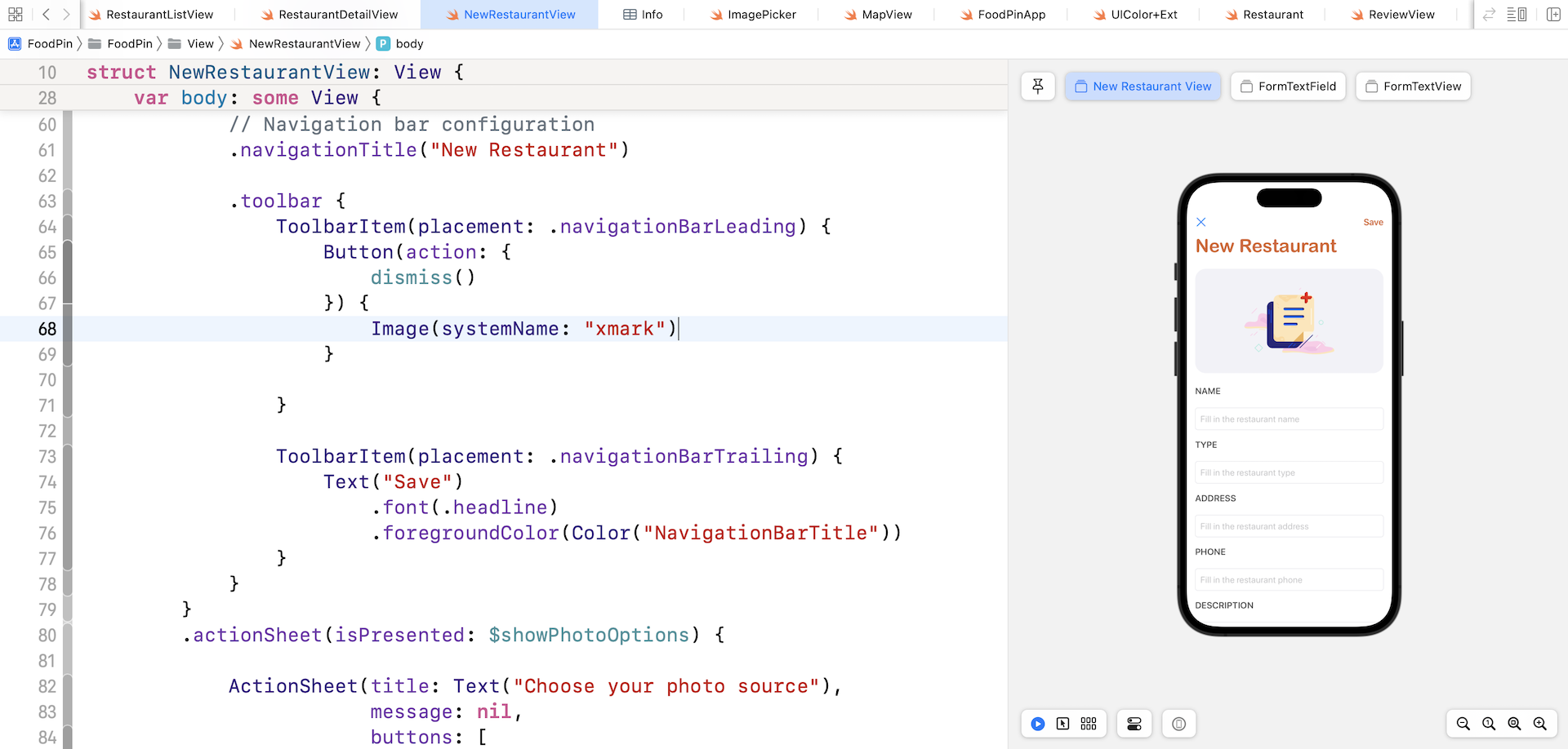 Figure 17-12. Adding the toolbar items