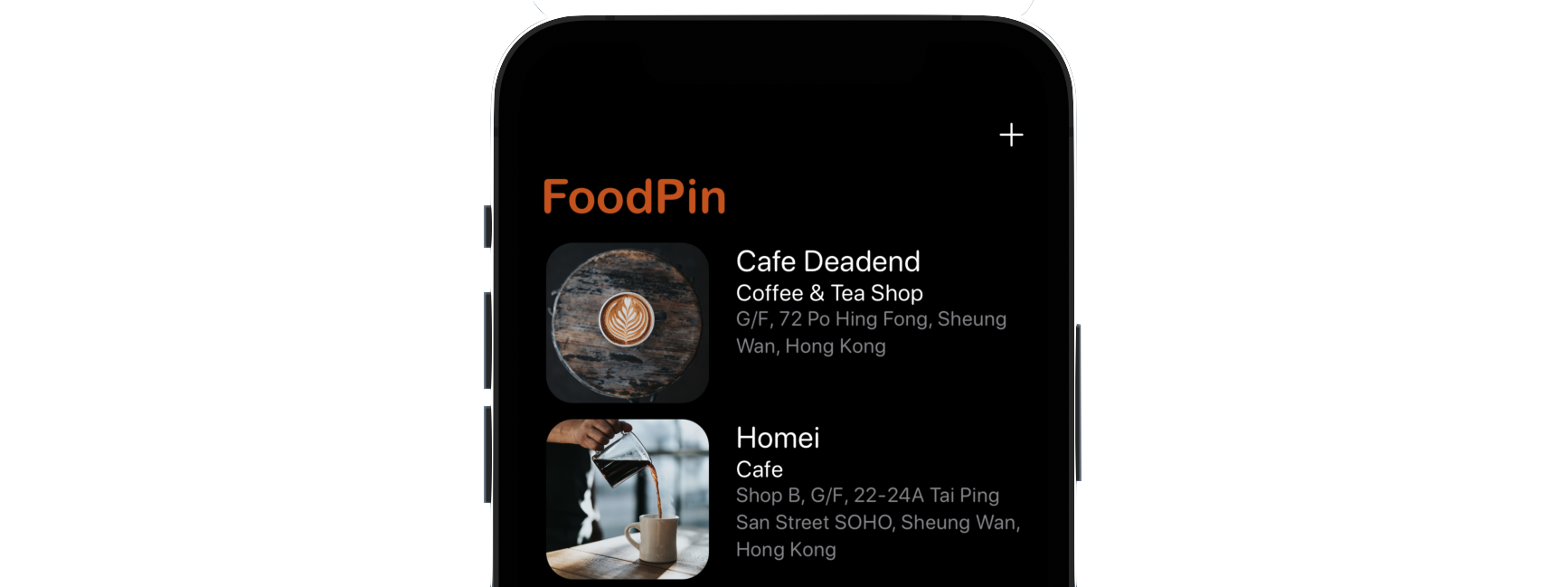 Figure 17-13. Adding a + button in the list view