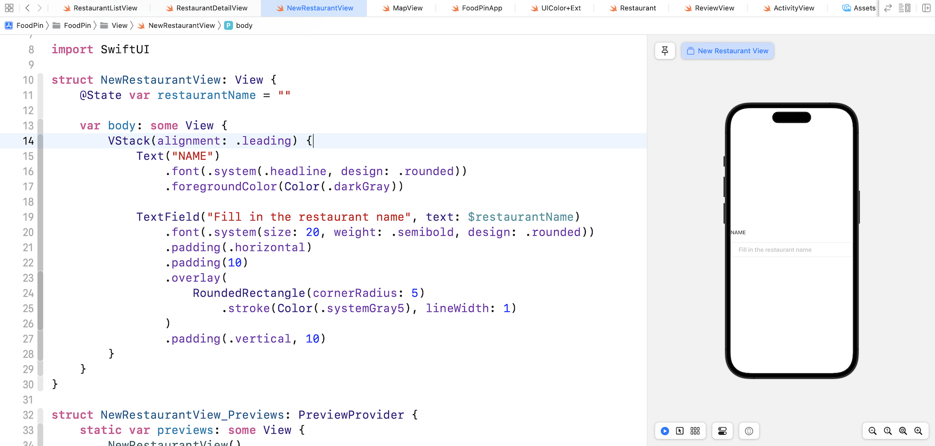 Figure 17-4. Adding a label for the text field