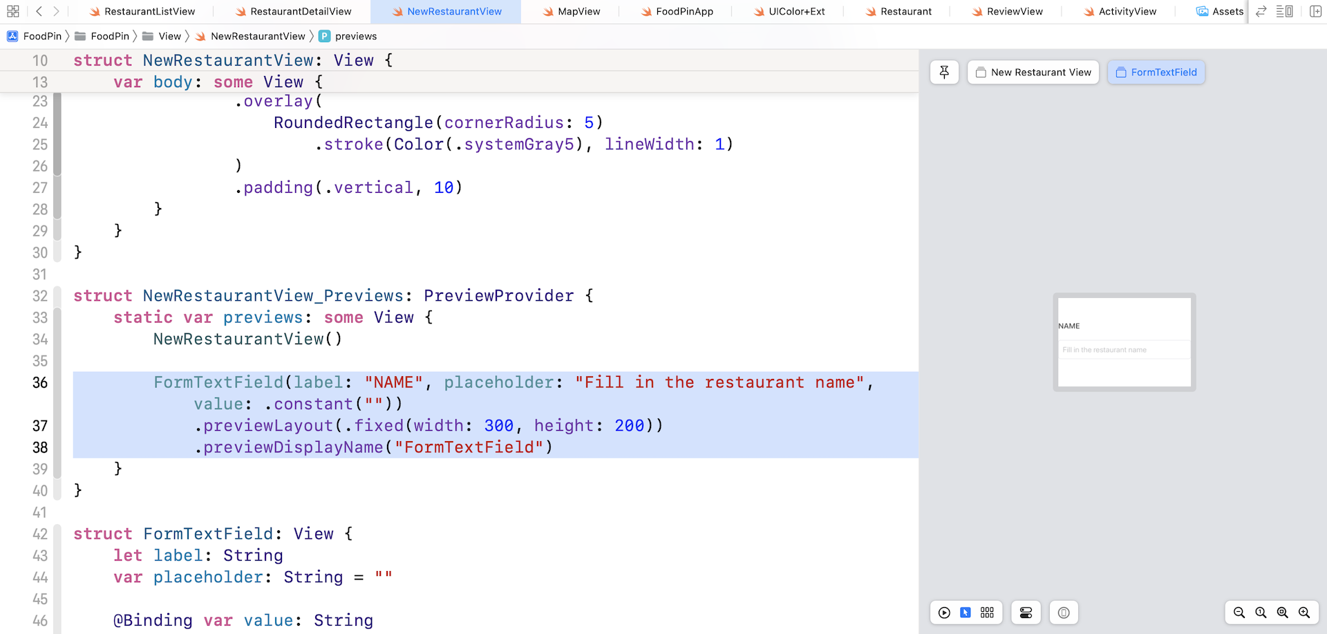 Figure 17-5. Previewing the text field