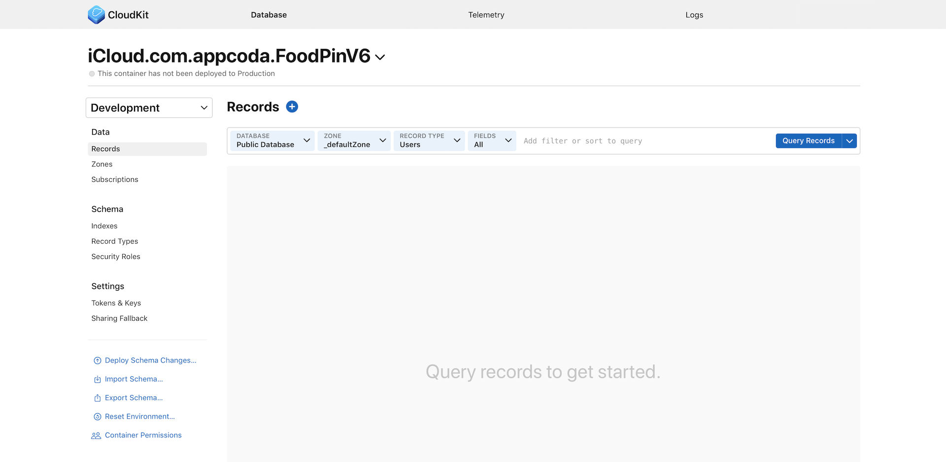 Figure 23-7. CloudKit Dashboard