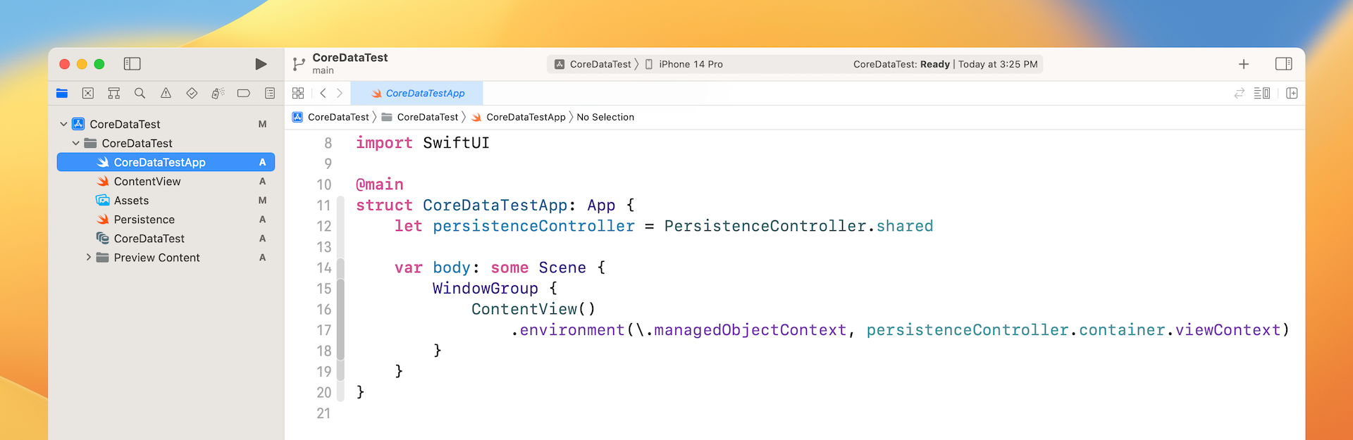 Figure 18-4. Injecting the managed object context into the environment