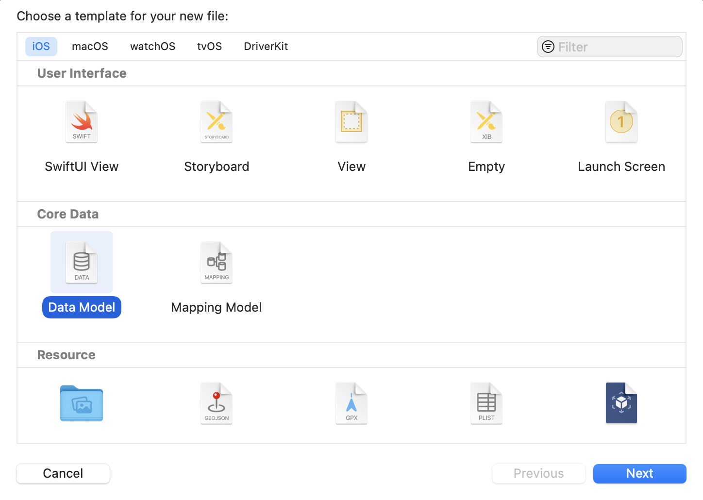 Figure 18-5. Creating the data model using Data Model template