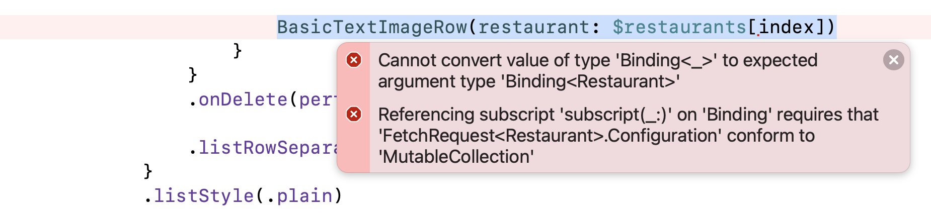 Figure 19-9. Error in BasicTextImageRow