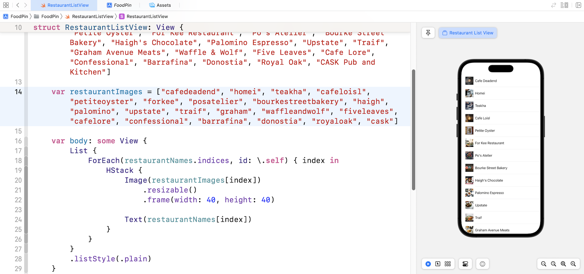 Figure 7-8. Displaying different restaurant images