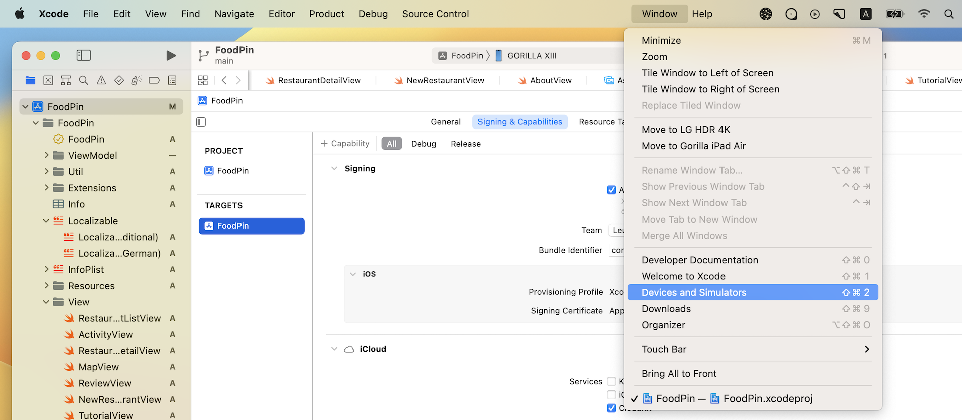 Figure 25-8. Choose the Devices and Simulators option