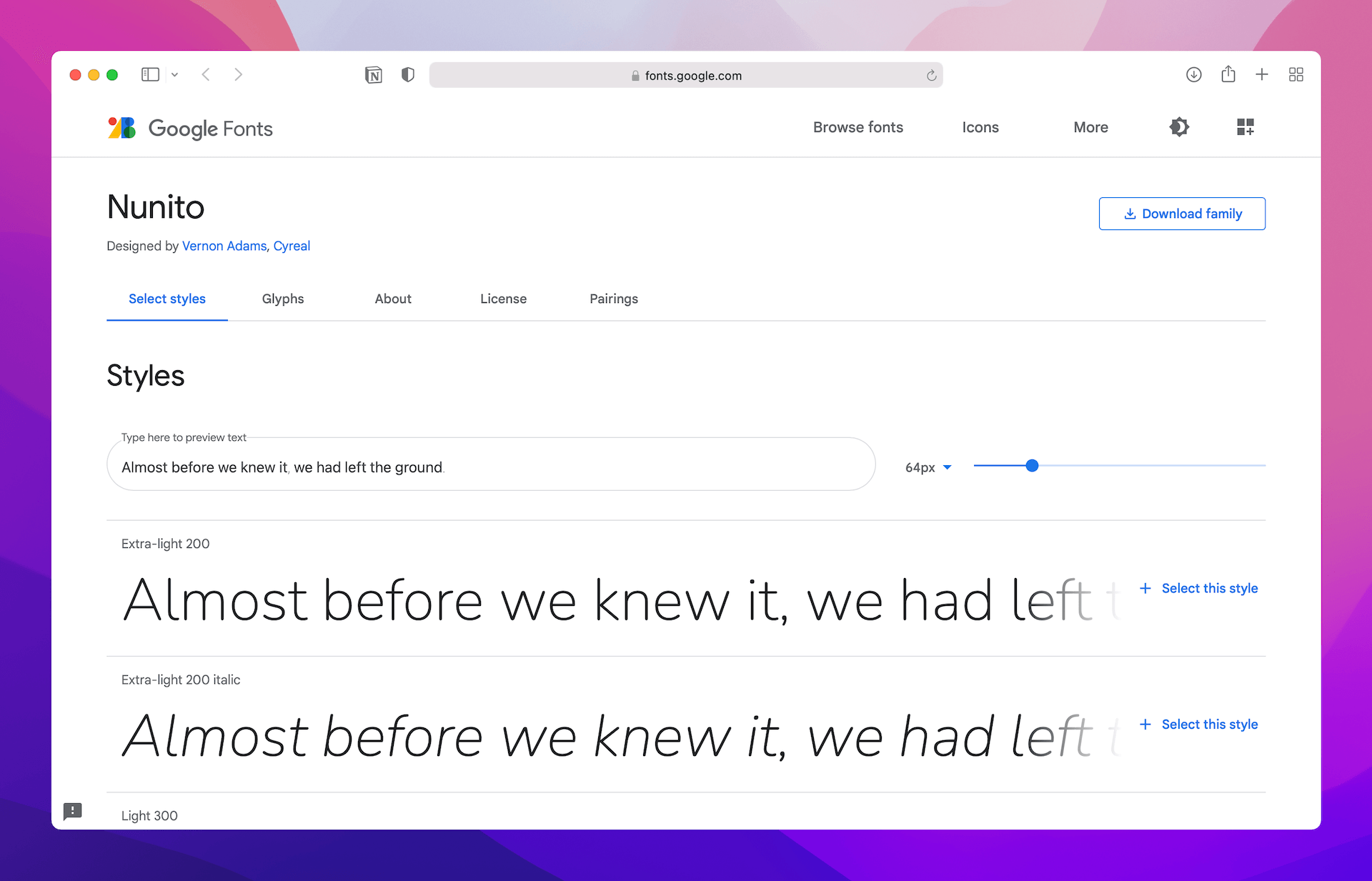 Figure 12-1. Downloading your preferred Google fonts