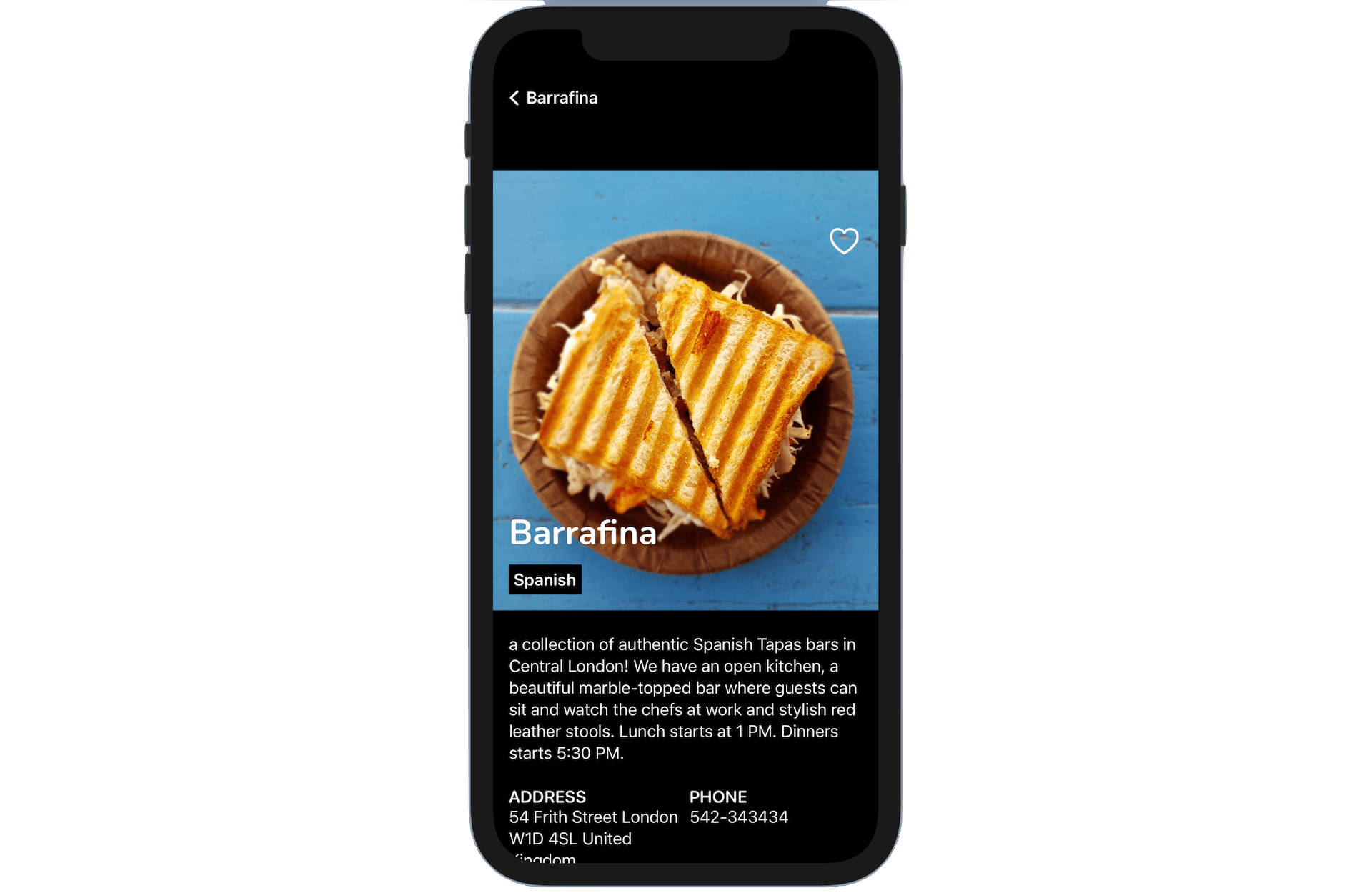 Figure 12-13. Displaying the restaurant description