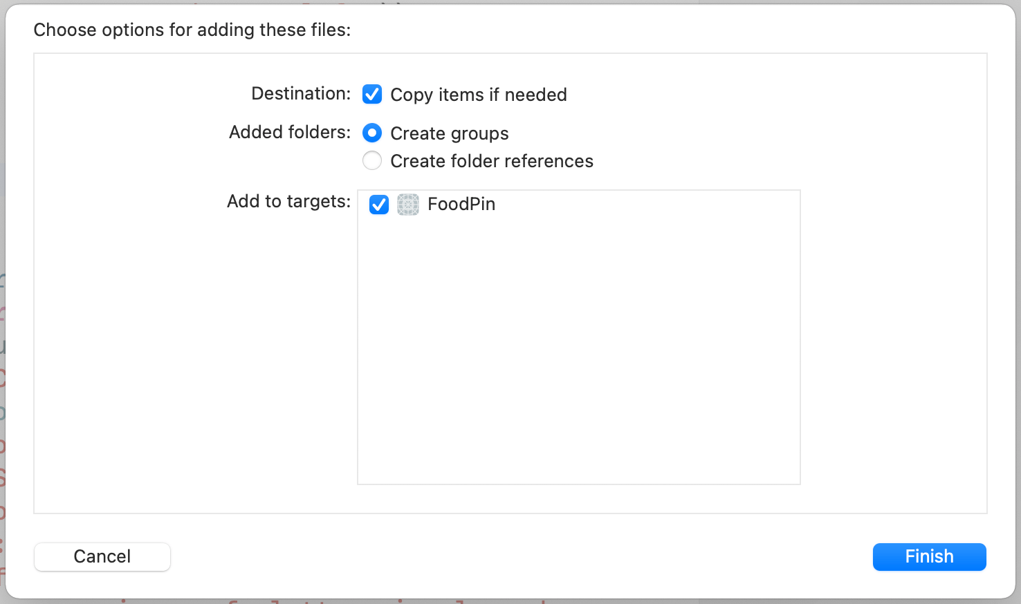 Figure 12-3. Select copy item if needed and the target