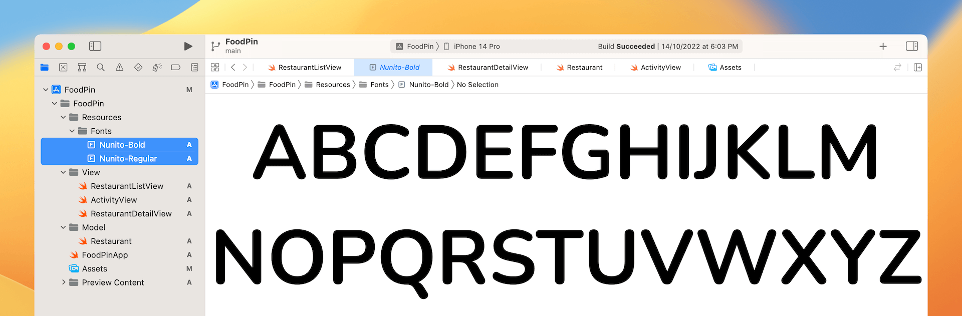 Figure 12-4. Select the FoodPin option under Target Membership