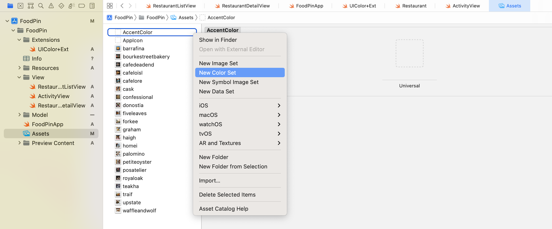 Figure 13-2. Adding a new color set