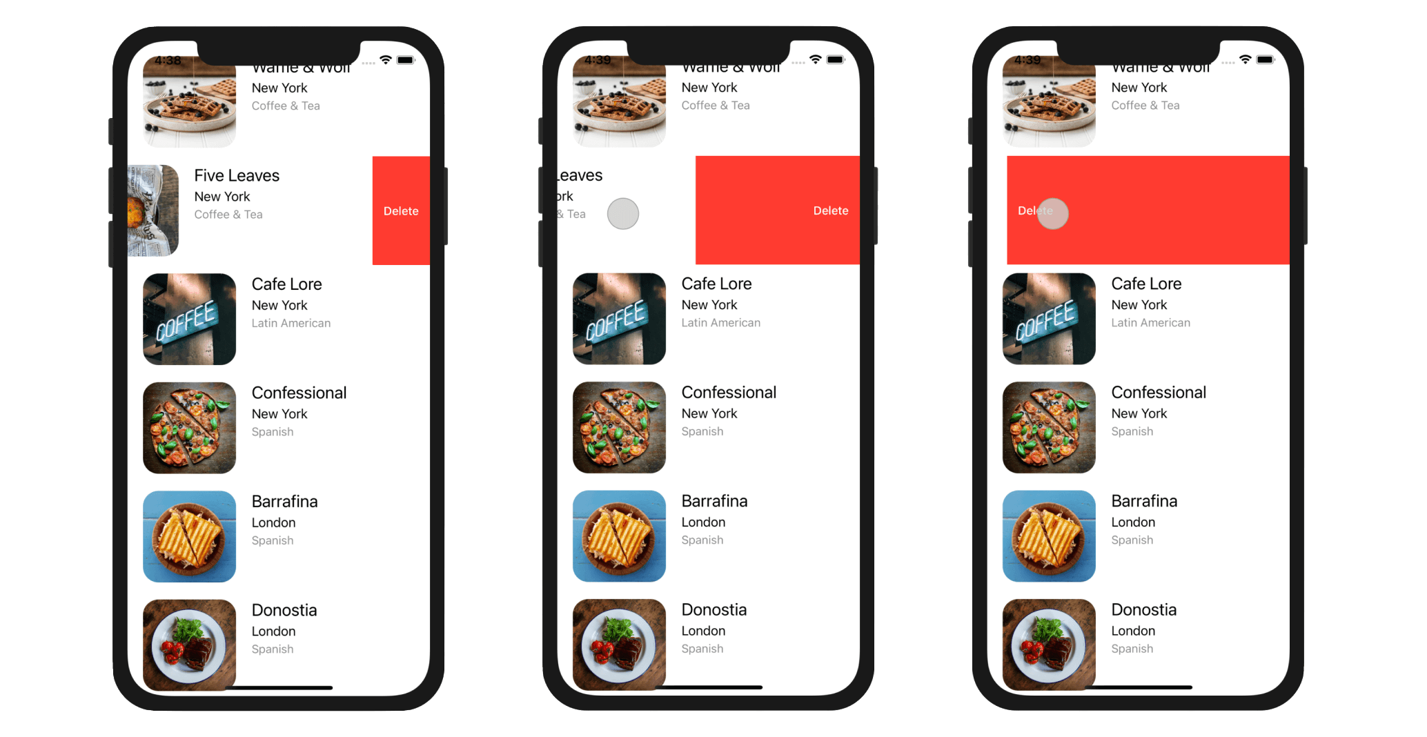 Figure 10-2. Swipe to delete