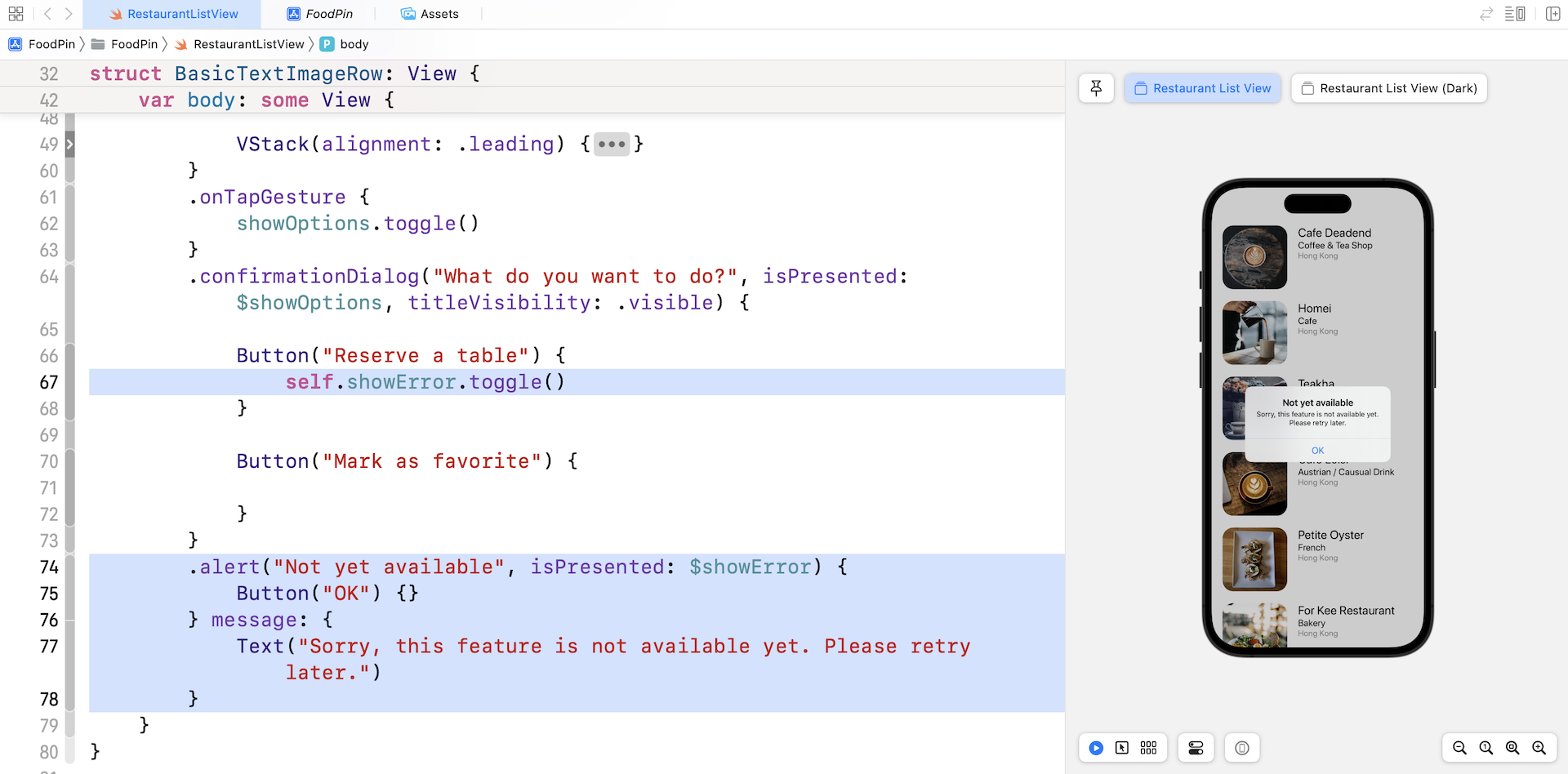 Figure 8-12. Displaying an alert