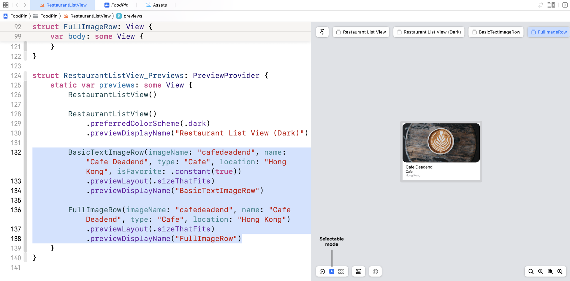 Figure 8-14. Previewing the row layouts
