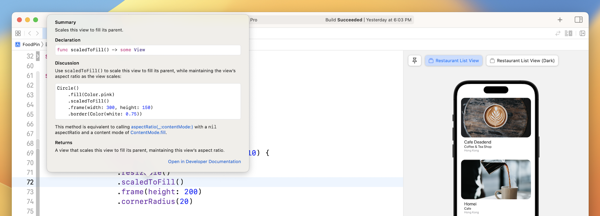 Figure 8-8. Accessing the documentation of the modifier