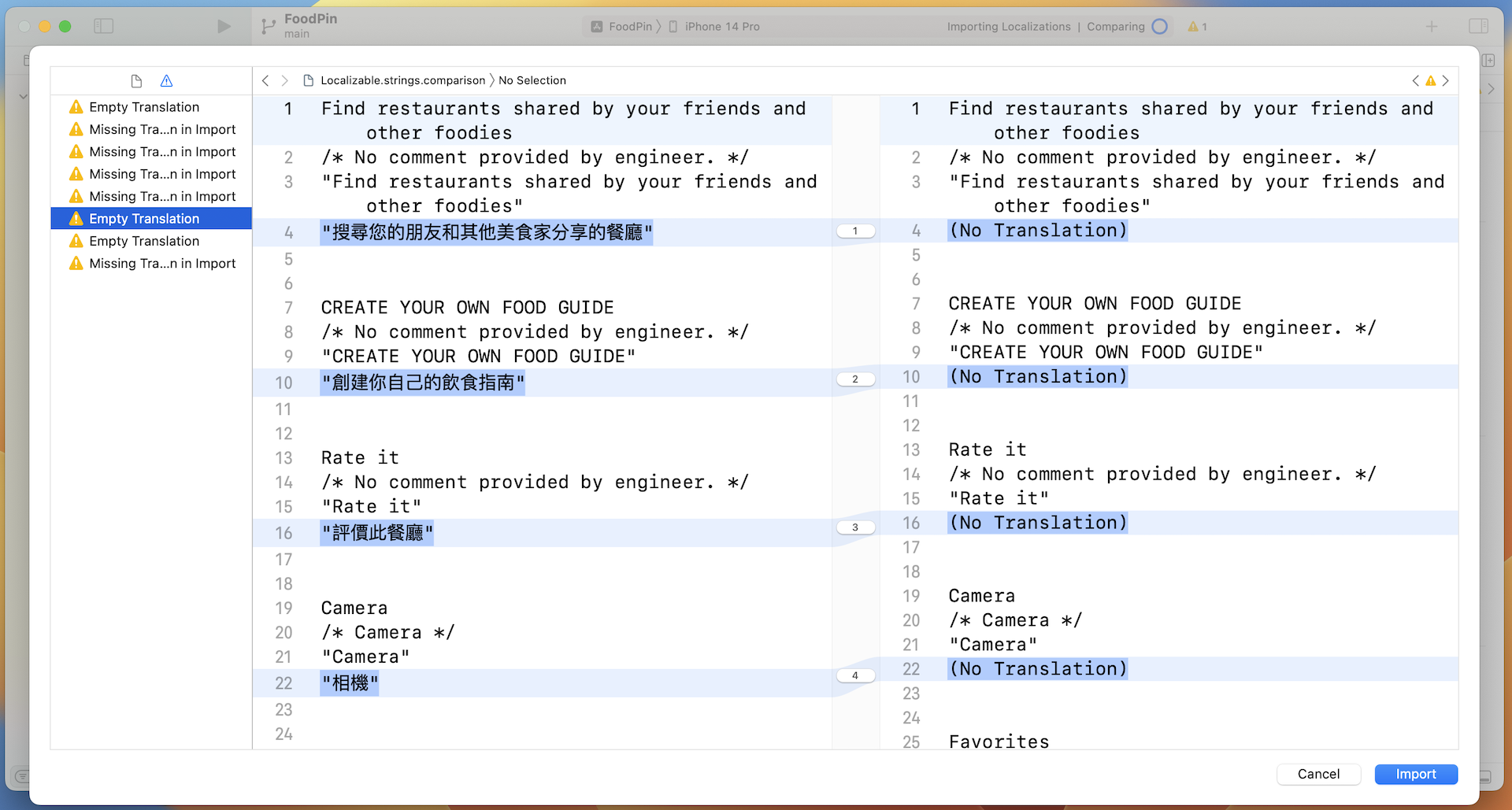 Figure 24-5. Import localizations