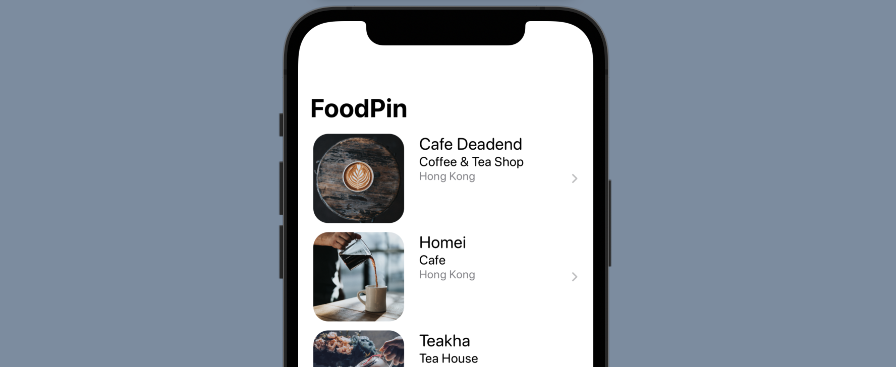 Figure 11-12. iOS adds a disclosure indicator for all rows