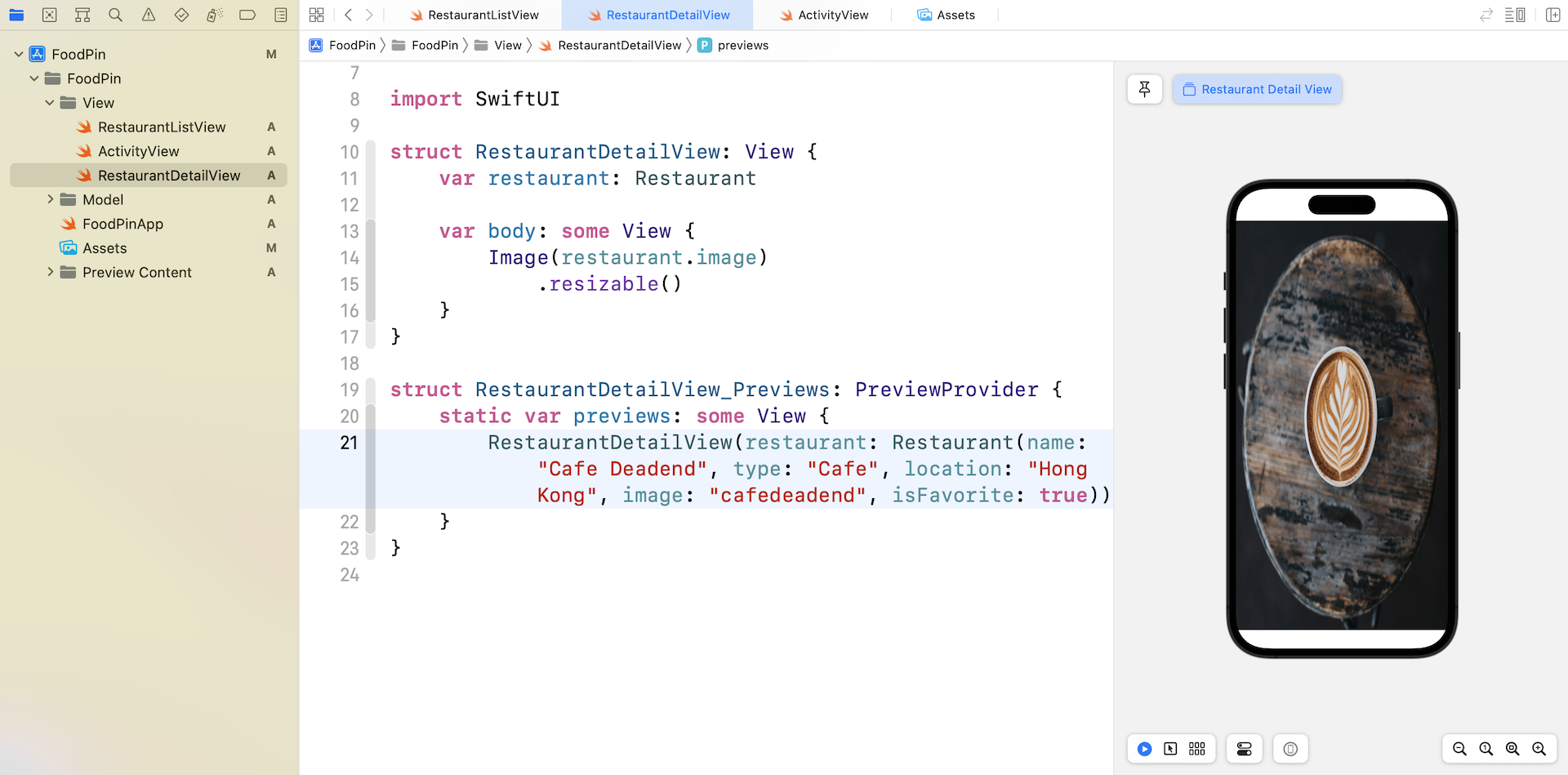 Figure 11-4. The UI of the detail view