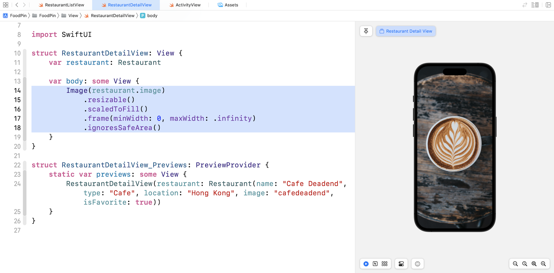 Figure 11-5. Scaling the image using scaleToFill