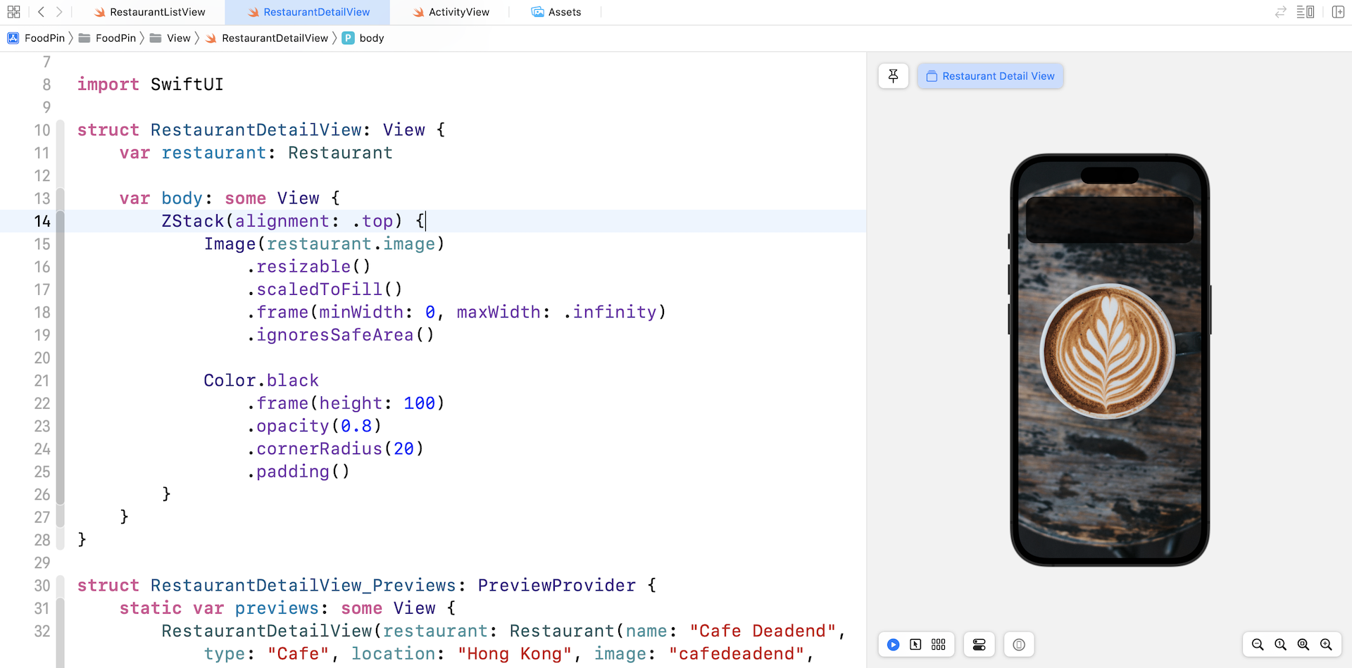Figure 11-7. Changing the alignment of ZStack