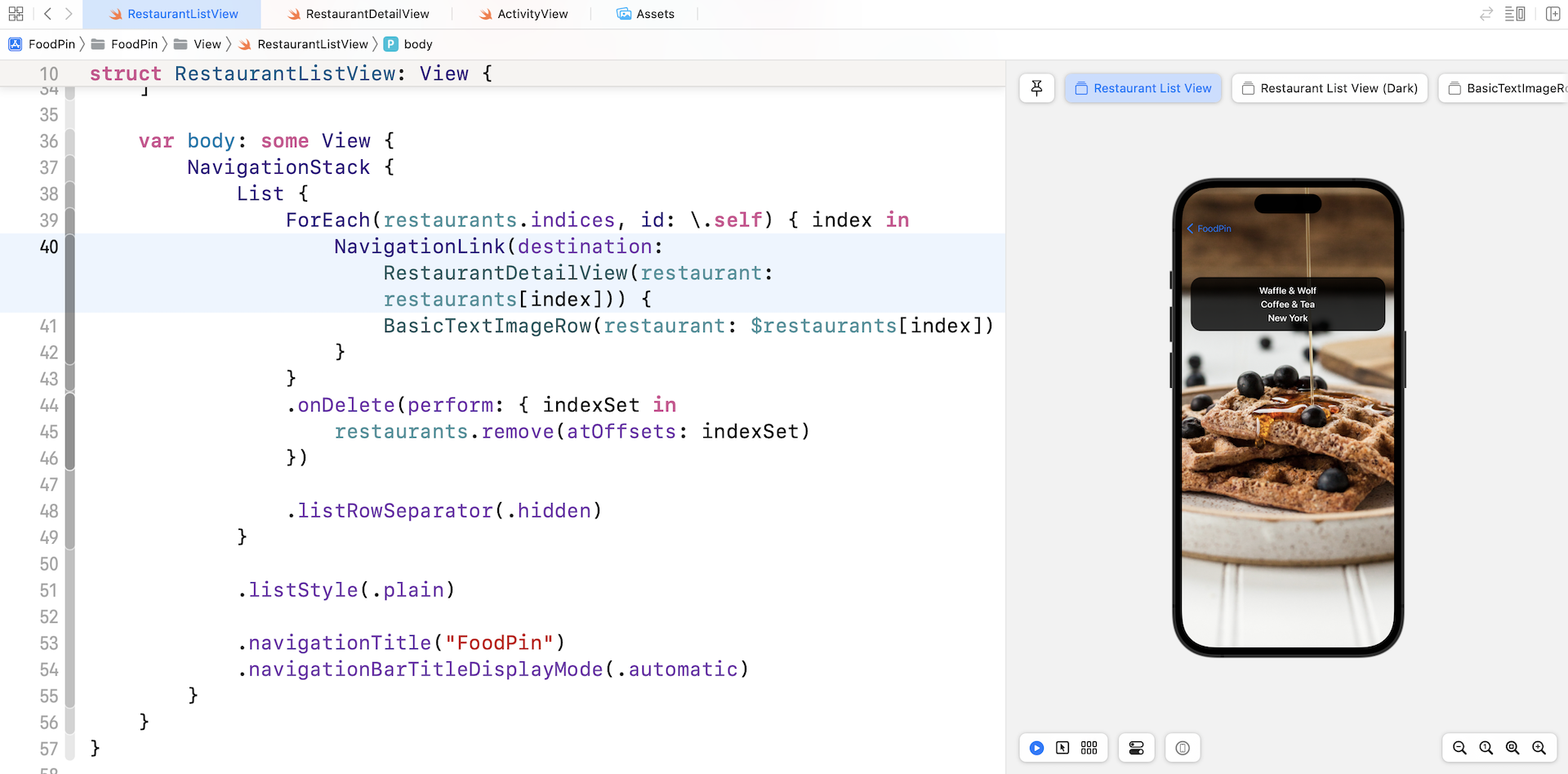 Figure 11-9. Using NavigationLink to enable navigation