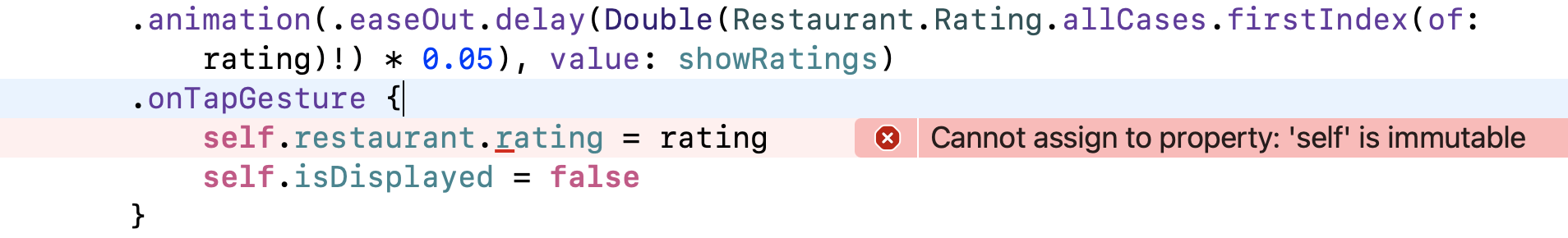 Figure 16-2. self is immutable error