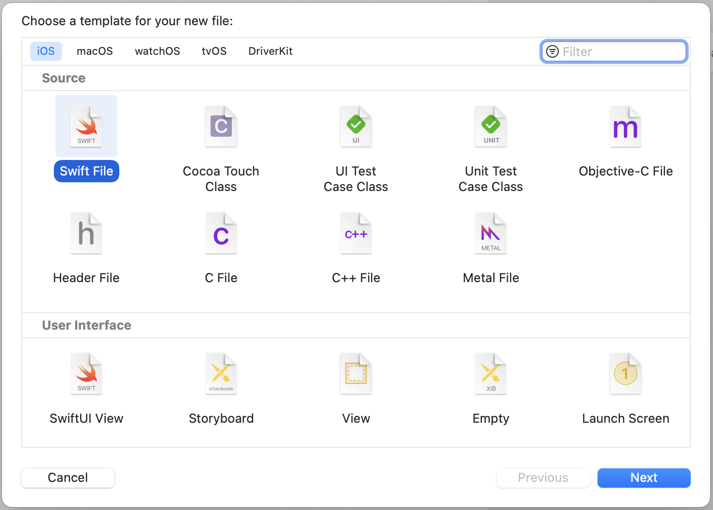 Figure 9-3. Creating a new class using the Swift File template