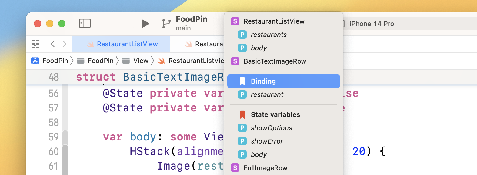 Figure 9-8. Organizing your Swift code with MARK