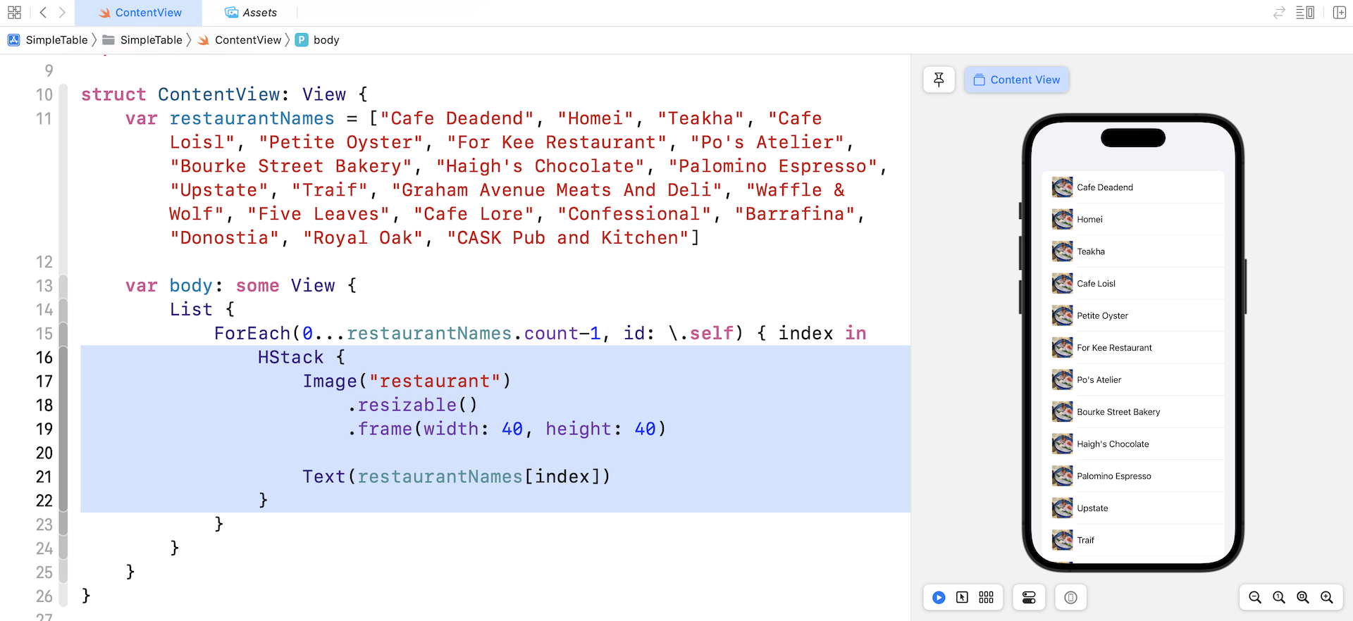 Figure 6-8. The app displays the restaurant image