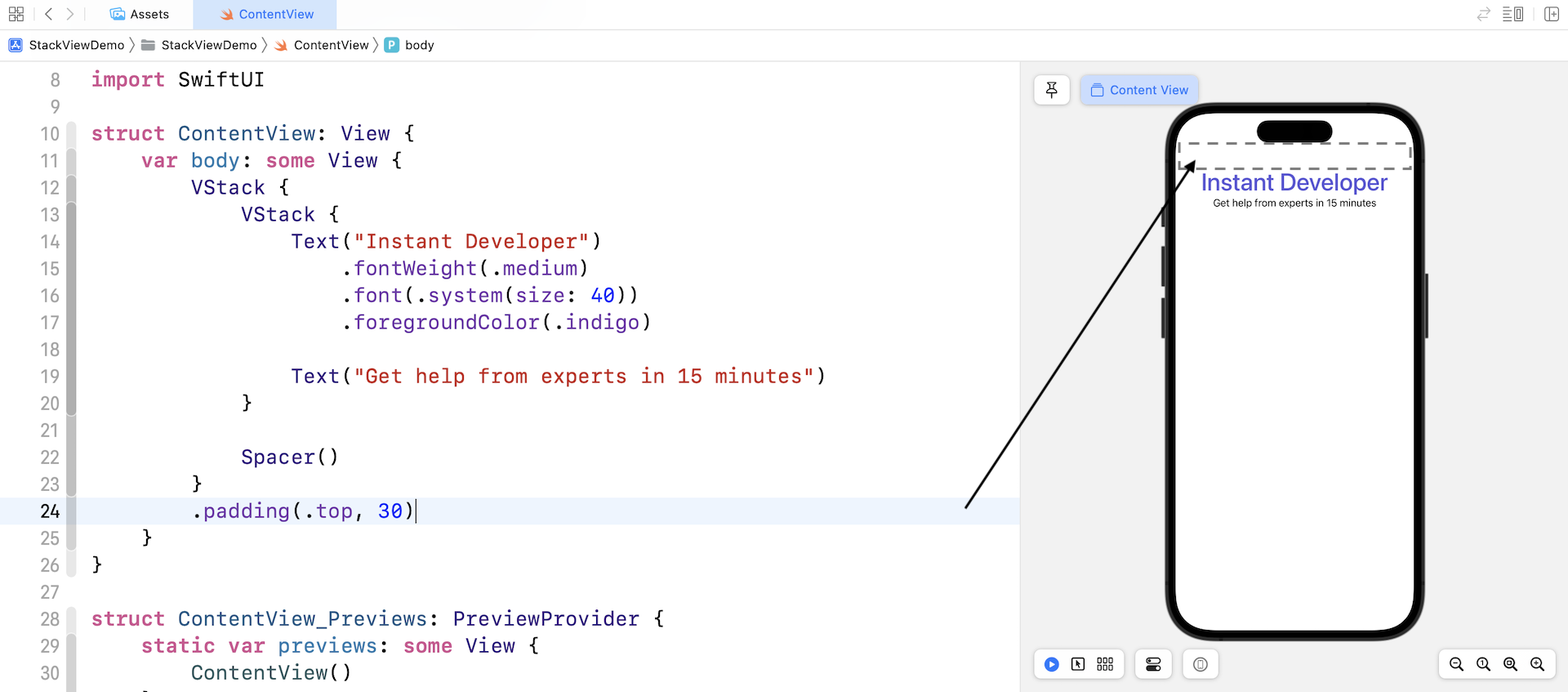 Figure 4-10. Adding a padding for the top edge
