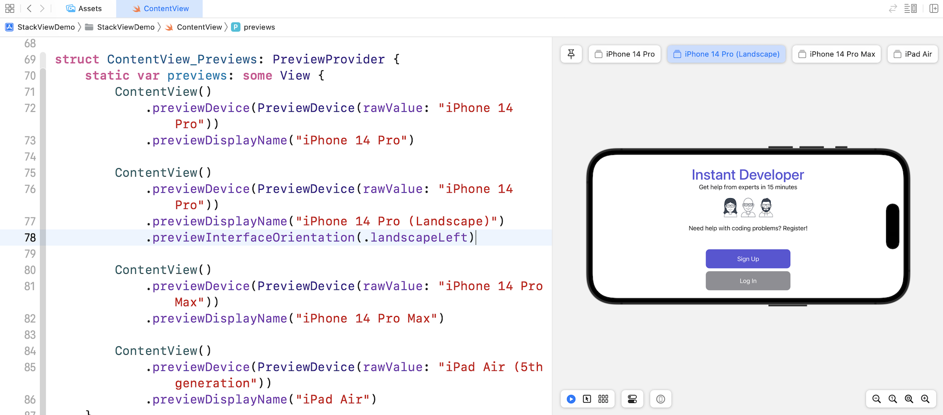 Figure 4-20. Previewing the UI on multiple simulators