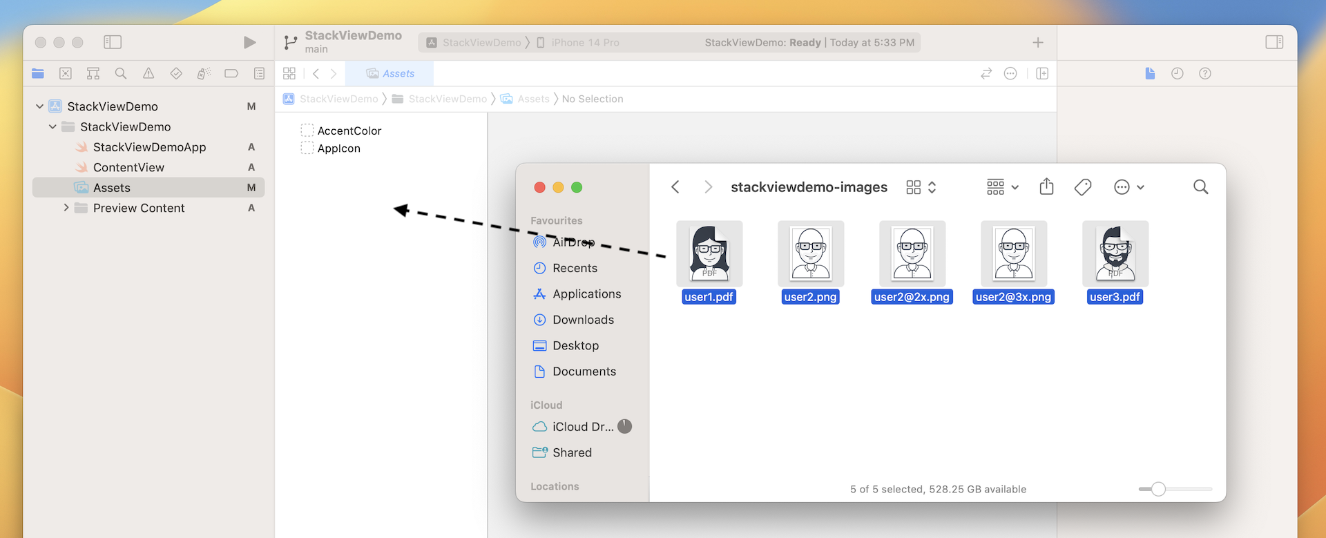 Figure 4-4. Adding images to the asset catalog