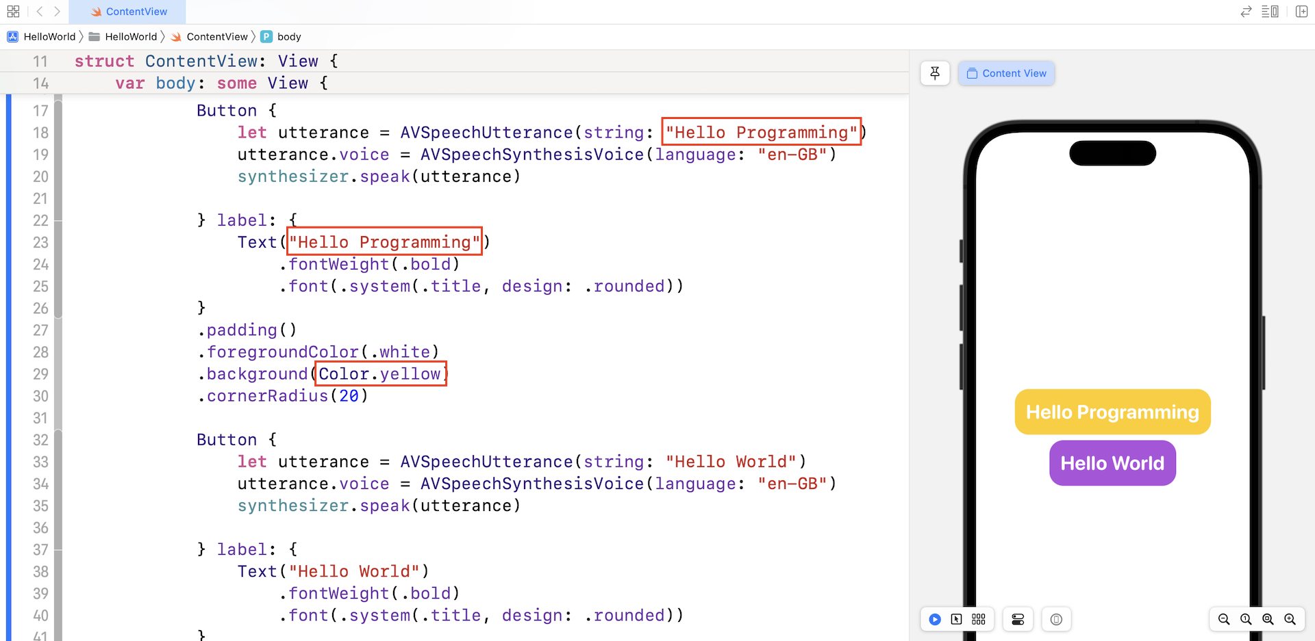 Figure 3-20. Embed the button in a VStack