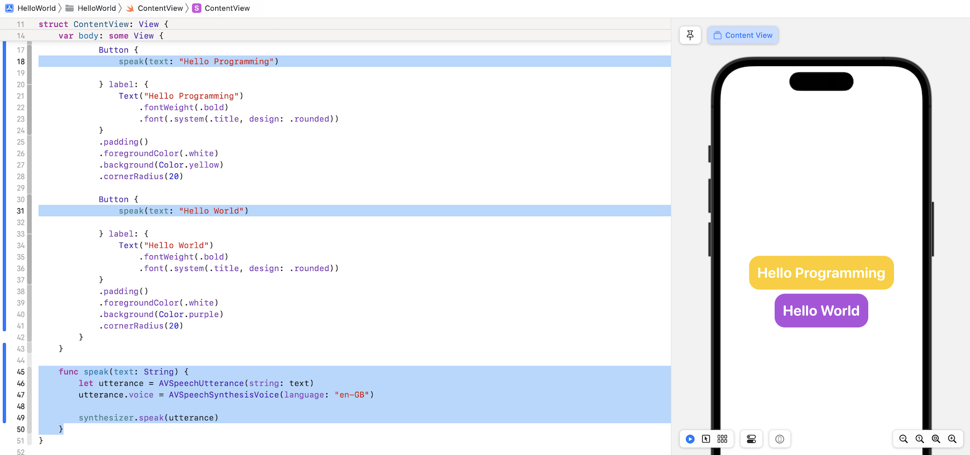 Figure 3-22. Remove the duplicated code by creating the speak method