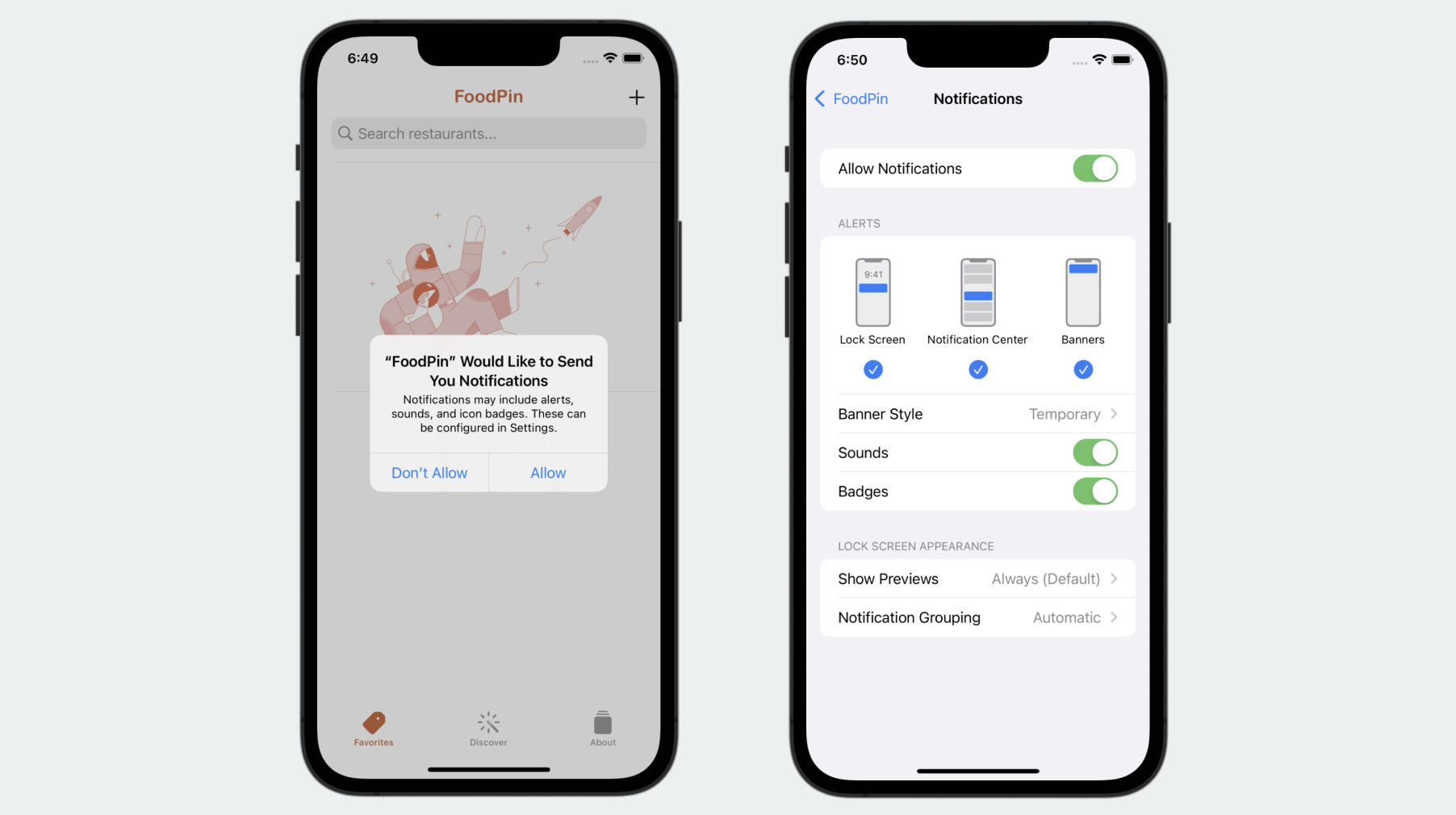 Figure 29-4. Ask for the user's permission and authorization