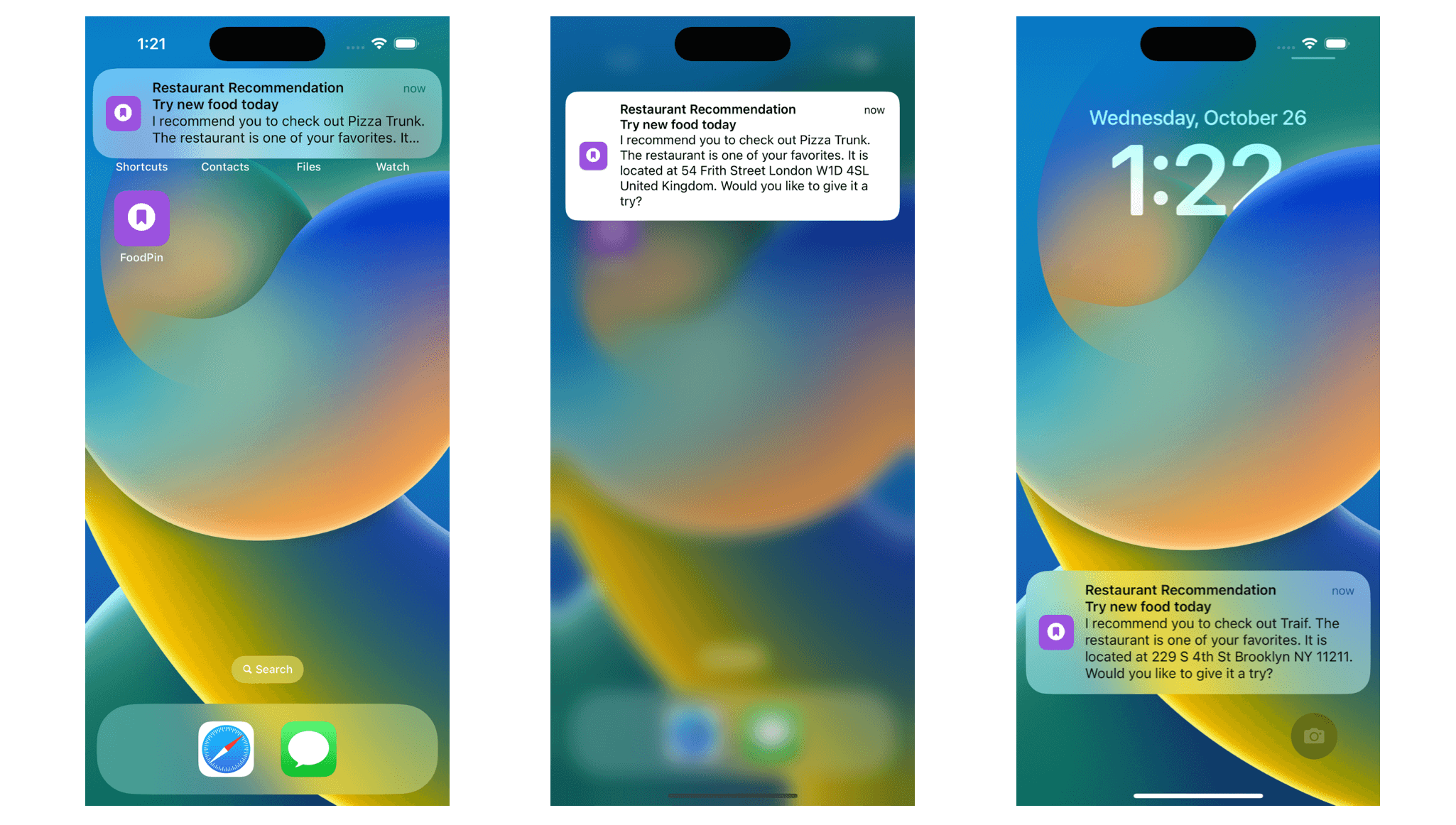 Figure 29-6. User notifications on home screen and lock screen