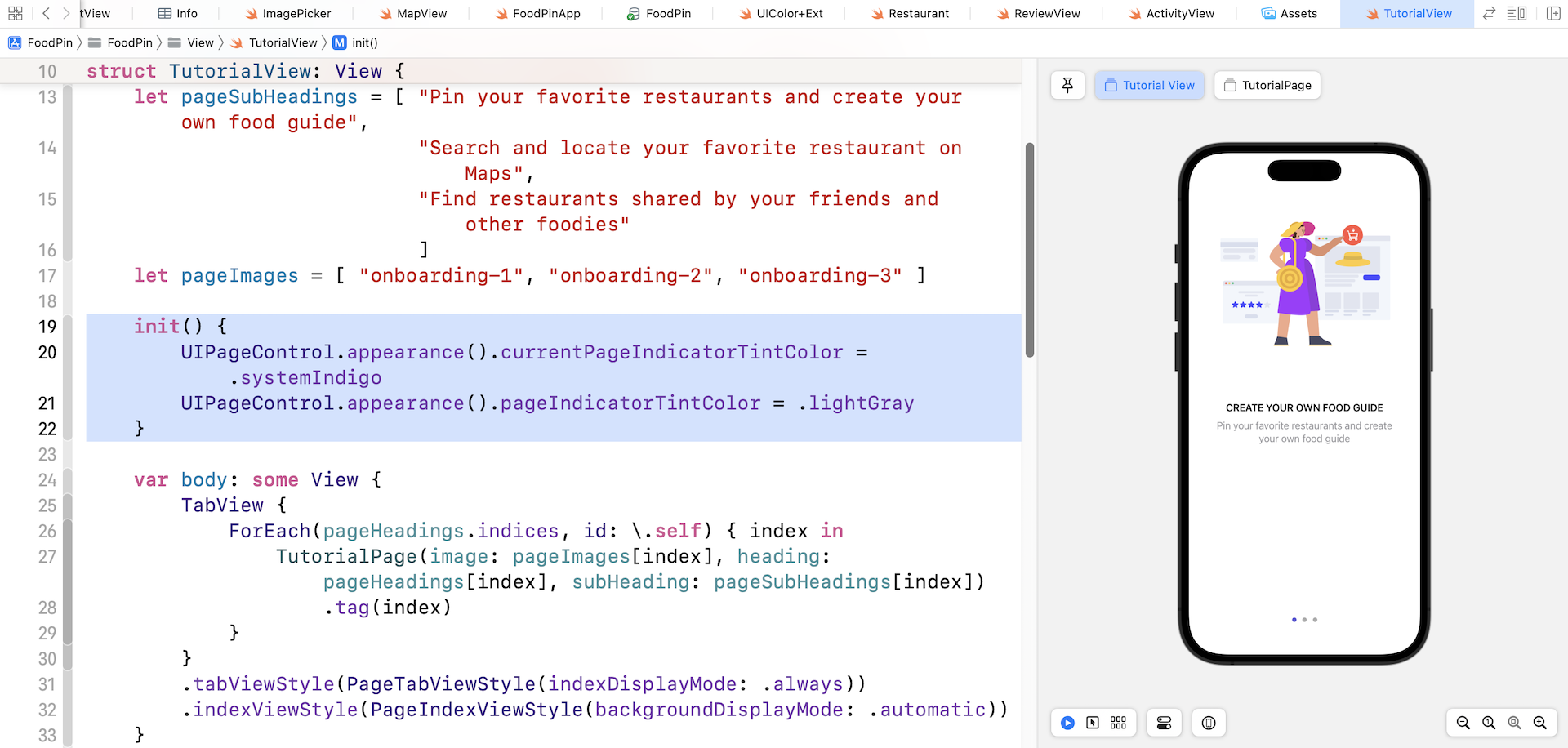 Figure 20-6. Changing the color of the paging dots