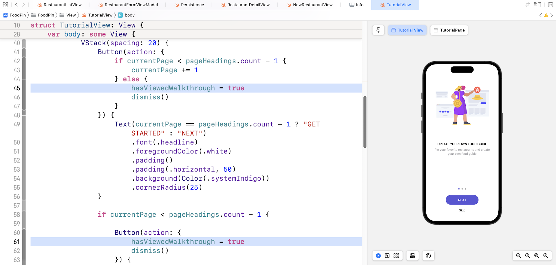 Figure 20-9. Displaying the tutorial screens when the app is first launched