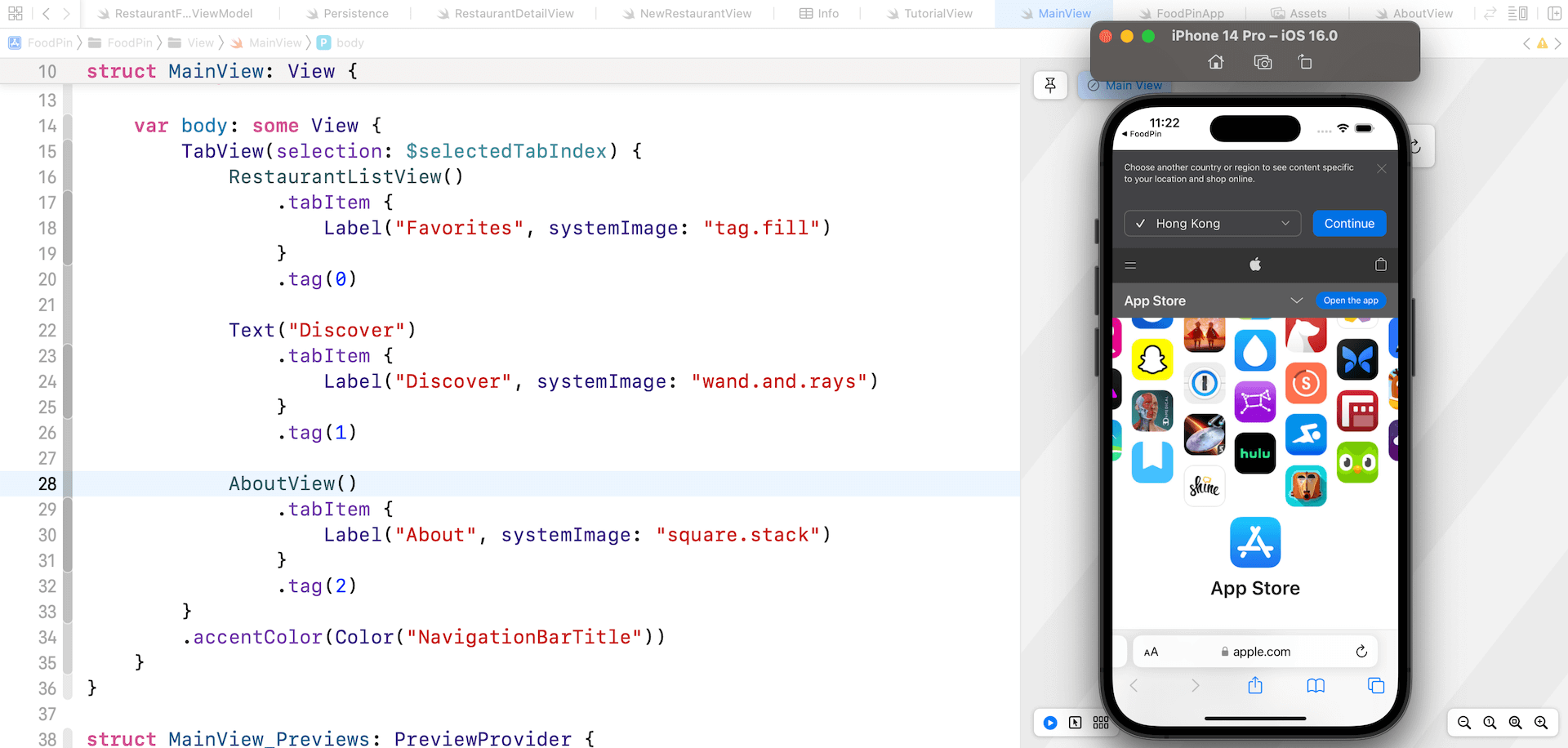 Figure 22-4. Tapping the Rate us option to open the link in Safari